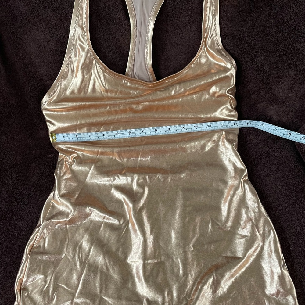 SKIMS Metallic Swim Cycle Suit Bodysuit Onesie - Picture 5 of 6